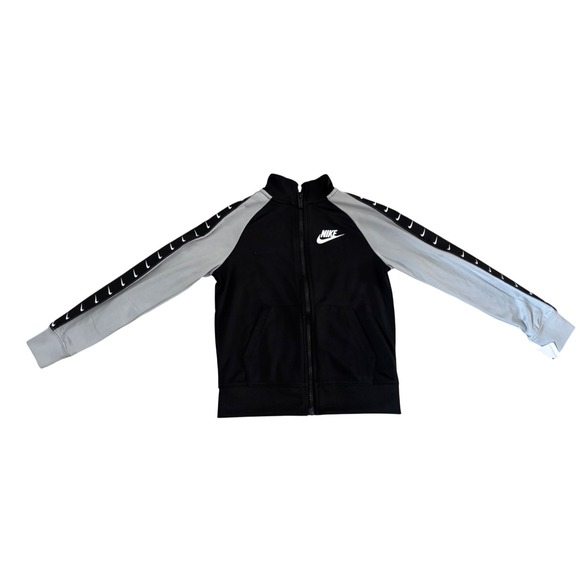 Nike Other - Nike Boys Black Grey Full Zip Track Jacket Swoosh Logo Size 6 NEW